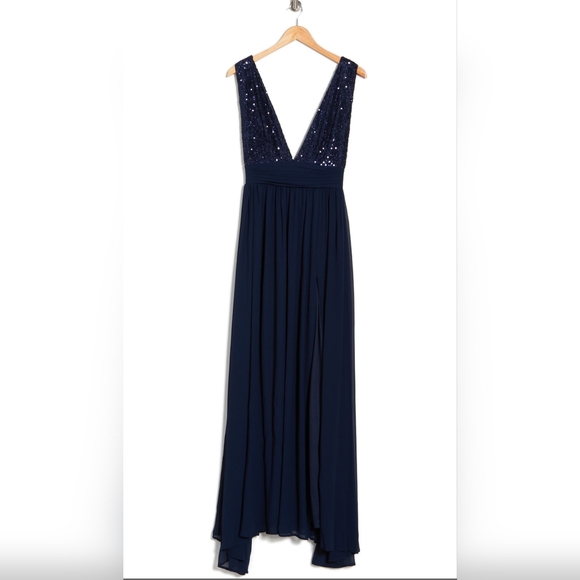 NWT Navy Blue Sequin Maxi Dress - Picture 7 of 11